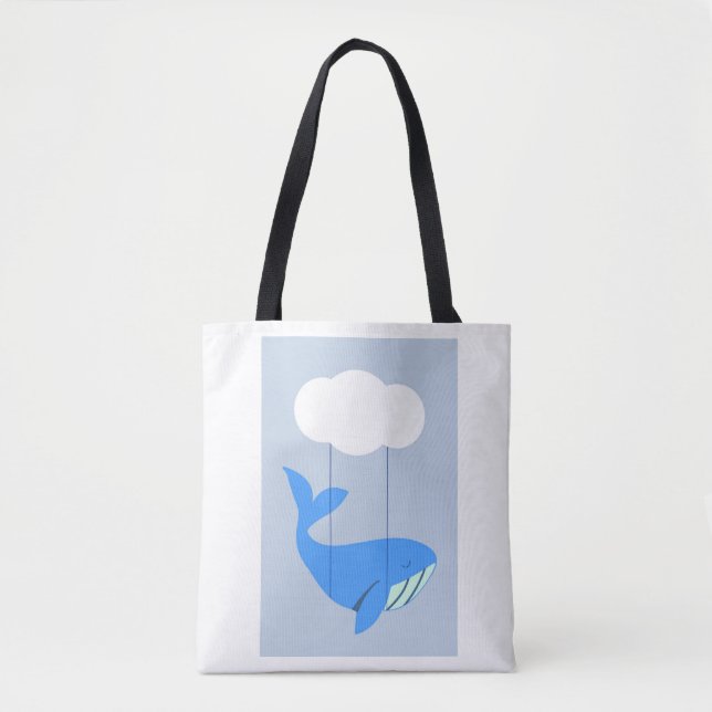 Beautiful Tote Bag with a cute Whale design! (Front)