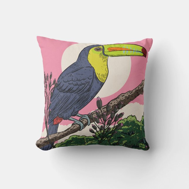 Beautiful Toucan Bird Throw Pillow (Front)