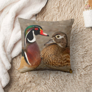 Beautiful Touching Moment Between Wood Ducks Throw Pillow
