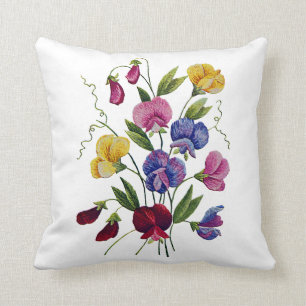 Beautiful Traditional Jacobean Crewel Embroidery Throw Pillow