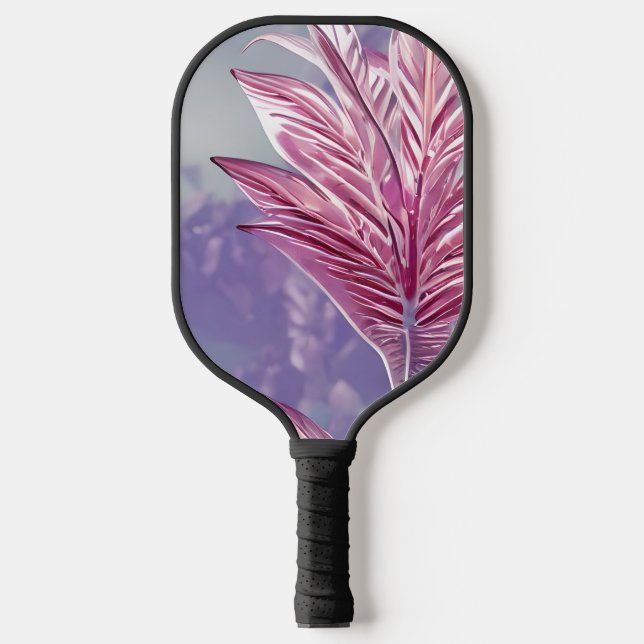 Beautiful Translucent Pink Leaf Pattern  Pickleball Paddle (Front)
