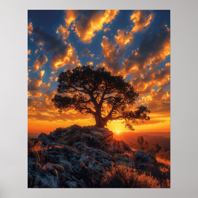 Beautiful Tree at Sunset Poster (Front)