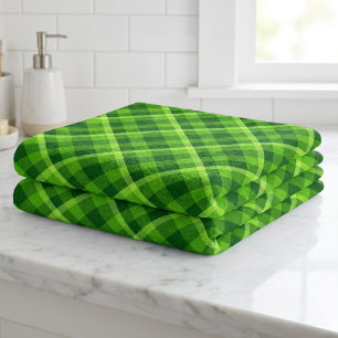 Beautiful Tree Green Plaid Bath Towel