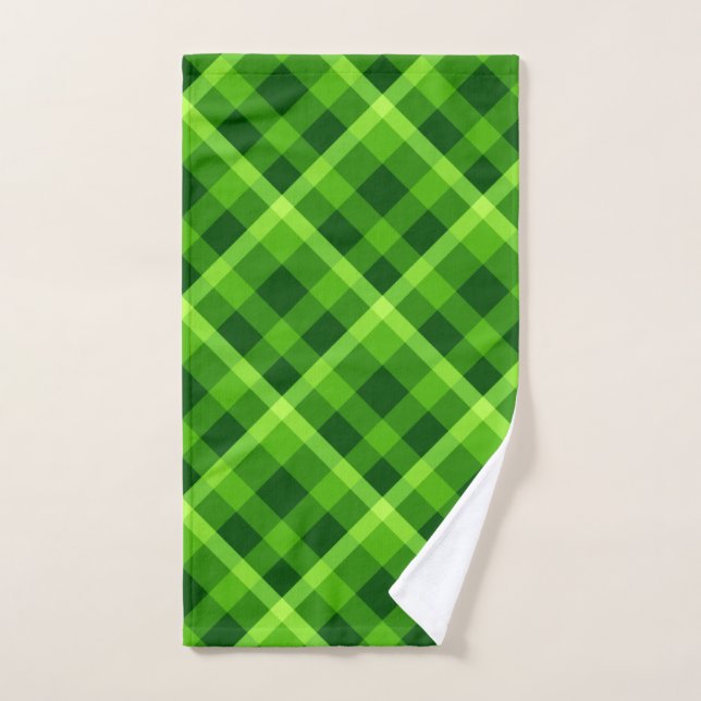 Beautiful Tree Green Plaid Hand Towel (Hand Towel)