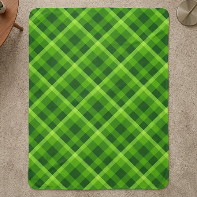 Beautiful Tree Green Plaid Large Sherpa Blanket (Beautiful Tree Green Plaid Large Sherpa Blanket laid out on a carpet floor in a home.)