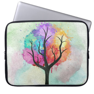 beautiful Tree Pastel Colours Abstract Oil Paintin Laptop Sleeve