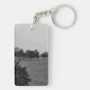 Beautiful trees and nature in fog keychain