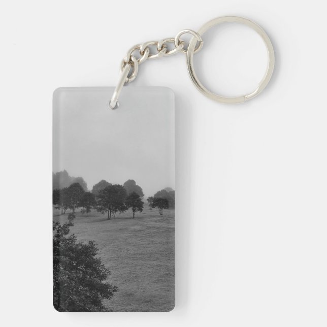 Beautiful trees and nature in fog keychain (Back)