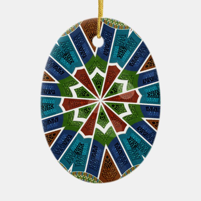 Beautiful Trendy Asian Textile Design Art Print Ceramic Ornament (Front)