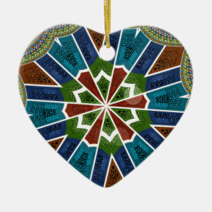 Beautiful Trendy Asian Textile Design Art Print Ceramic Ornament