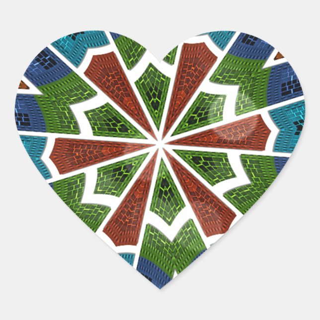 Beautiful Trendy Asian Textile Design Art Print Heart Sticker (Front)