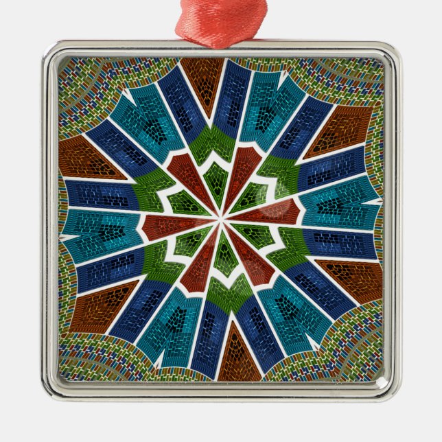 Beautiful Trendy Asian Textile Design Art Print Metal Ornament (Front)