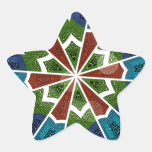 Beautiful Trendy Asian Textile Design Art Print Star Sticker