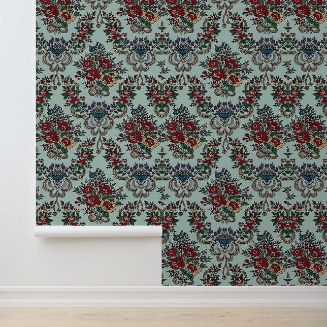 Beautiful Trendy Flowers Leaves Blue Pink Green    Wallpaper (Application)