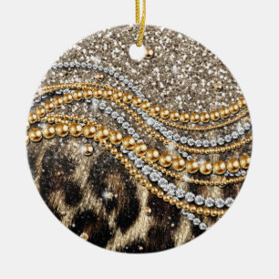 Beautiful trendy girly leopard animal print ceramic ornament