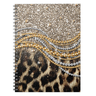 Beautiful trendy girly leopard animal print notebook