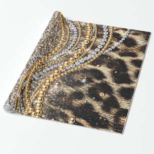 Beautiful trendy girly leopard animal print wrapping paper