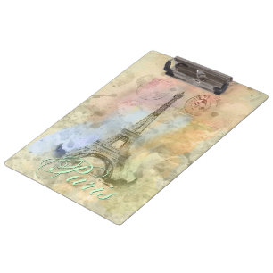 Beautiful trendy girly vintage Eiffel Tower France Clipboard