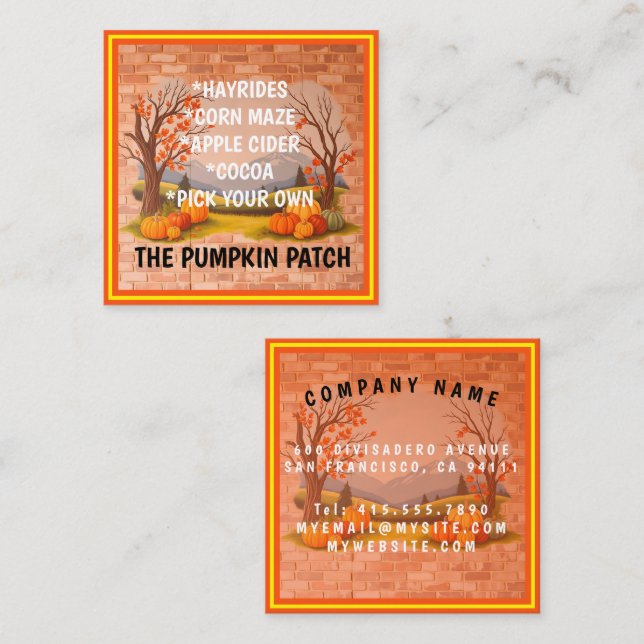 Beautiful Trendy Happy Thanksgiving Fall Square Business Card (Front/Back)