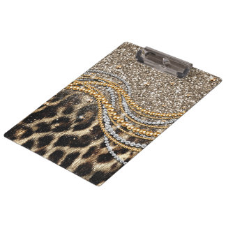 Beautiful Trendy Leopard Faux Animal Print Clipboard