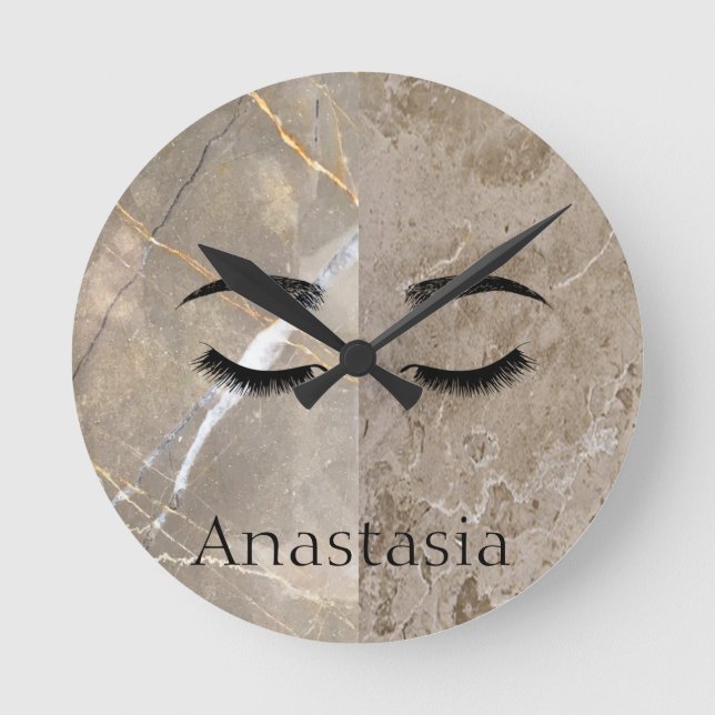 Beautiful Trendy Marble, Eyes  Round Clock (Front)