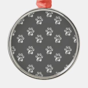 Beautiful trendy paw pattern on dark grey metal ornament