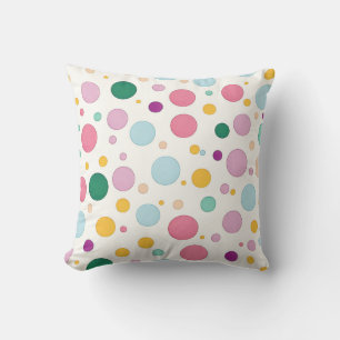 Beautiful Trendy Simple Colourful Polka Dot Patter Throw Pillow