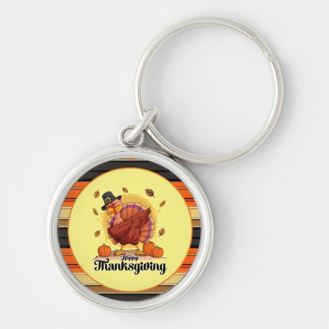 Beautiful Trendy Thanksgiving Autumn Collection Keychain (Front)