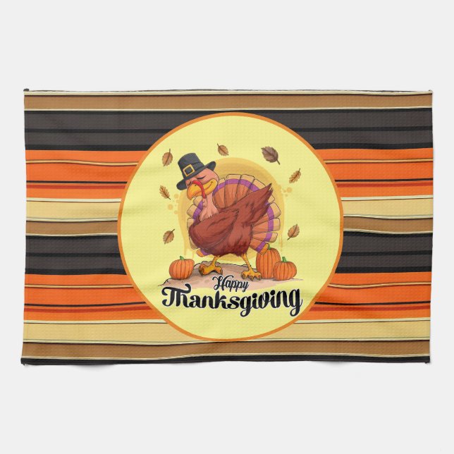 Beautiful Trendy Thanksgiving Autumn Collection Kitchen Towel (Horizontal)