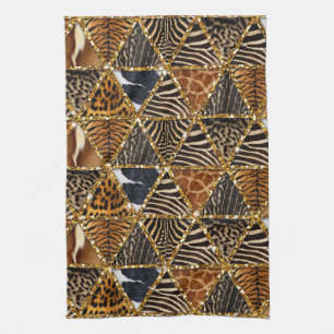 Beautiful trendy  triangle faux animal fur print kitchen towel