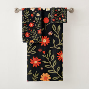 Beautiful Trendy Vintage Floral Collection Bath Towel Set