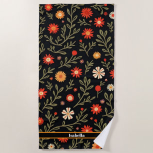 Beautiful Trendy Vintage Floral Collection Beach Towel