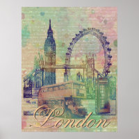 Beautiful trendy Vintage London Landmarks