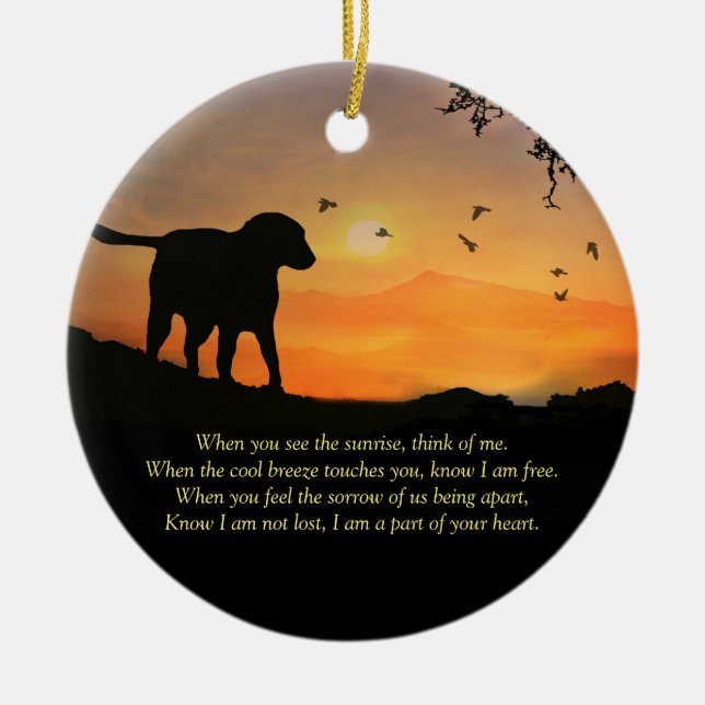 Beautiful Tribute Dog Sympathy Memorial with Name Ceramic Ornament (Front)
