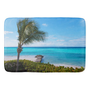 Beautiful Tropical Beach Breezy Palm Tree Bath Mat