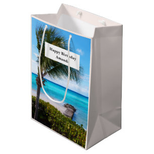 Beautiful Tropical Beach Breezy Palm Tree Birthday Medium Gift Bag