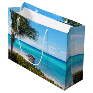 Beautiful Tropical Beach Breezy Palm Tree Large Gift Bag