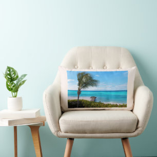 Beautiful Tropical Beach Breezy Palm Tree Lumbar Pillow
