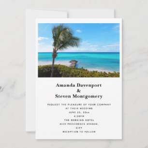 Beautiful Tropical Beach Breezy Palm Tree Wedding Invitation