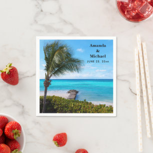 Beautiful Tropical Beach Breezy Palm Tree Wedding Napkin
