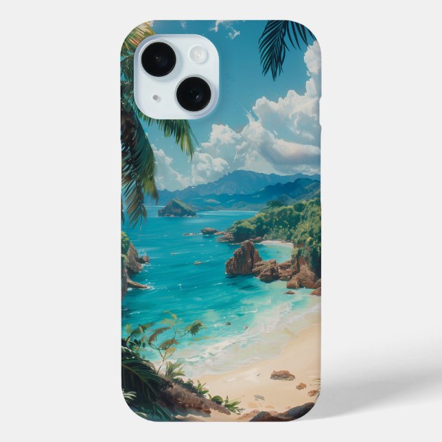 Beautiful Tropical Beach Illustration Case-Mate iPhone Case (Back)