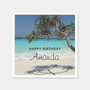 Beautiful Tropical Beach Ocean Paradise Birthday Napkin