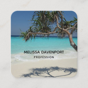 Beautiful Tropical Beach Ocean Paradise Square Business Card
