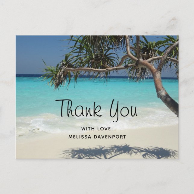 Beautiful Tropical Beach Ocean Paradise Thank You Postcard (Front)