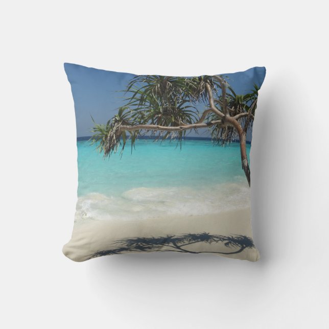 Beautiful Tropical Beach Ocean Paradise Throw Pillow (Front)