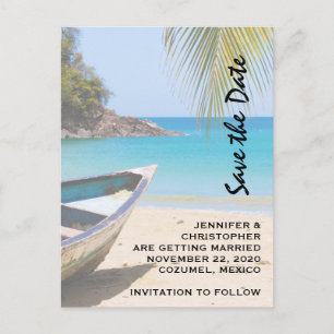 Beautiful Tropical Beach Wedding Save the Date Invitation Postcard