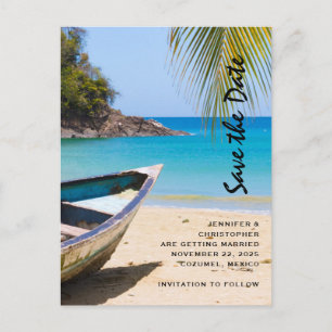 Beautiful Tropical Beach Wedding Save the Date Invitation Postcard