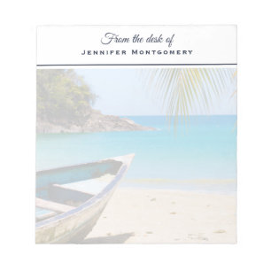 Beautiful Tropical Beach with a Rowboat Notepad