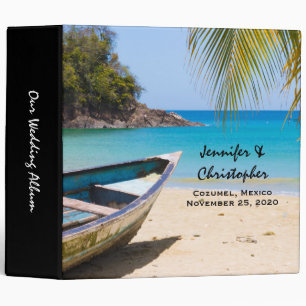 Beautiful Tropical Beach with a Rowboat Wedding Binder