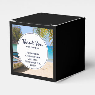 Beautiful Tropical Beach with a Rowboat Wedding Favor Box